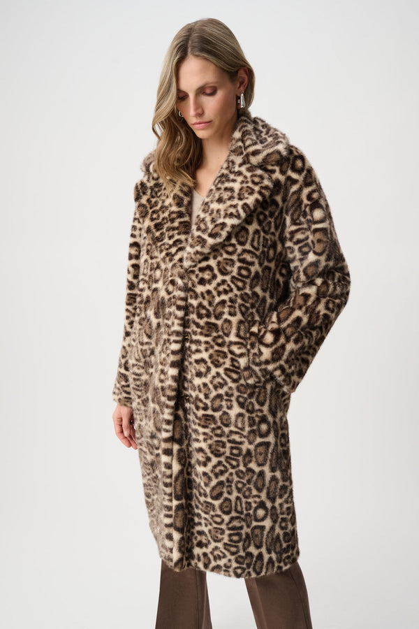 Joseph Ribkoff Leopard Print Faux-Fur Coat