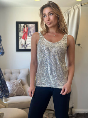 Joseph Ribkoff V Neck Sequence Top