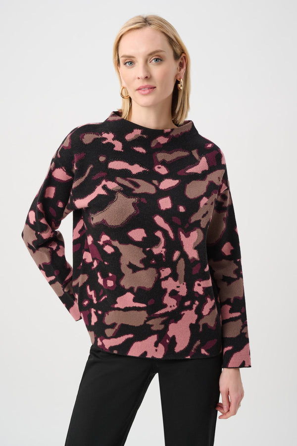 Joseph Ribkoff Abstract Print Sweater With Rhinestones
