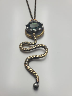 Mikal Winn India Sapphire Brass Snake Necklace