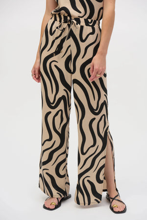 Joseph Ribkoff Gauze Abstract Print Wide Leg Pants