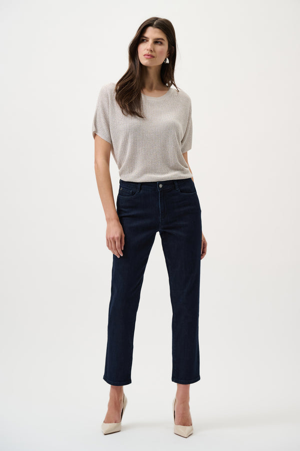 Joseph Ribkoff Metallic Knitted T-Shirt With Rhinestones Core Colours