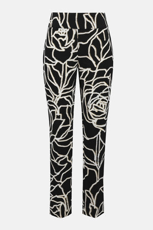 Joseph Ribkoff Signature Lux Twill Foiled Floral Slim Fit Pants