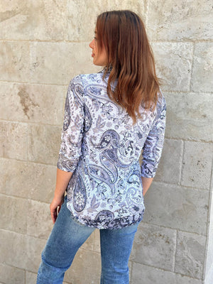 David Cline Crushed 3/4 Sleeve Shirt Blouse