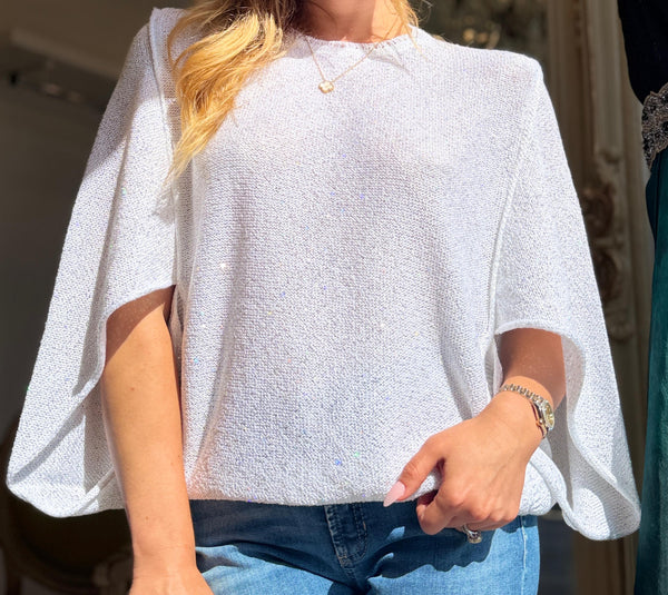 Irreplaceable Di Giordano Paillettes Sweater — White Sequin Knit