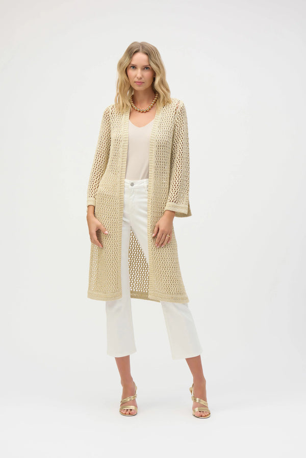 Joseph Ribkoff Sweater Knit Open Stitch Cover-Up with Metal Fibres