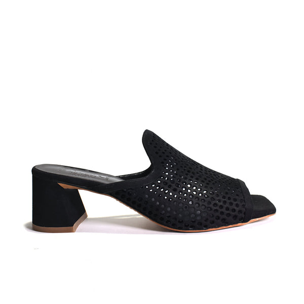 Cordani Inez Perforated Suede Slide Sandal in Black