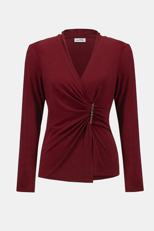 Joseph Ribkoff Moss Crepe Fitted Wrap Top