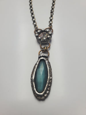 Mikal Winn Swarovsky Aqua Cat Eye Necklace