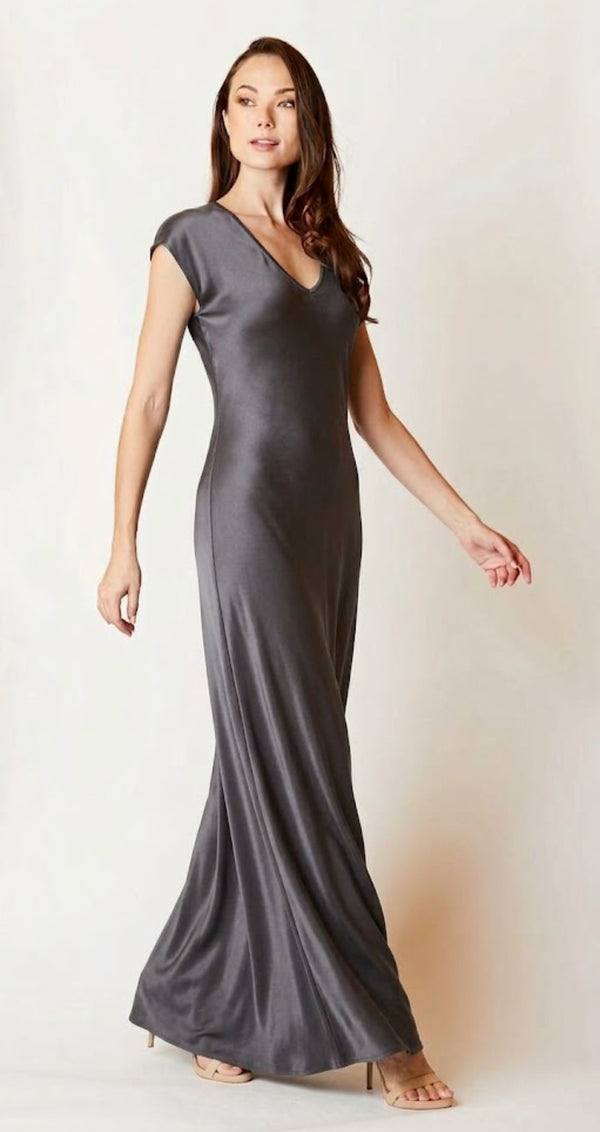 Michelle Jonas Charmeuse Cap Sleeve Dress