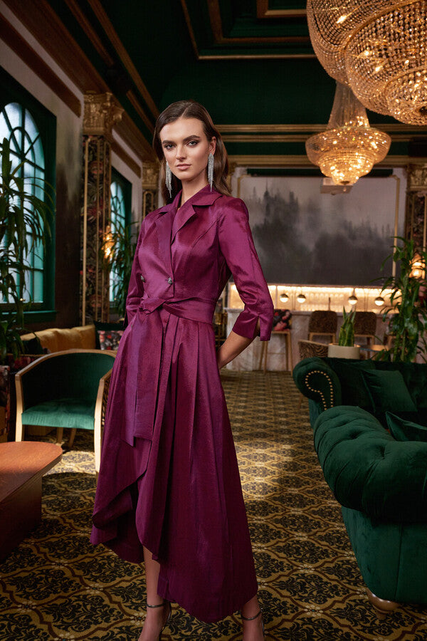 Joseph Ribkoff Stretch Taffeta Fit And Flare Wrap Dress