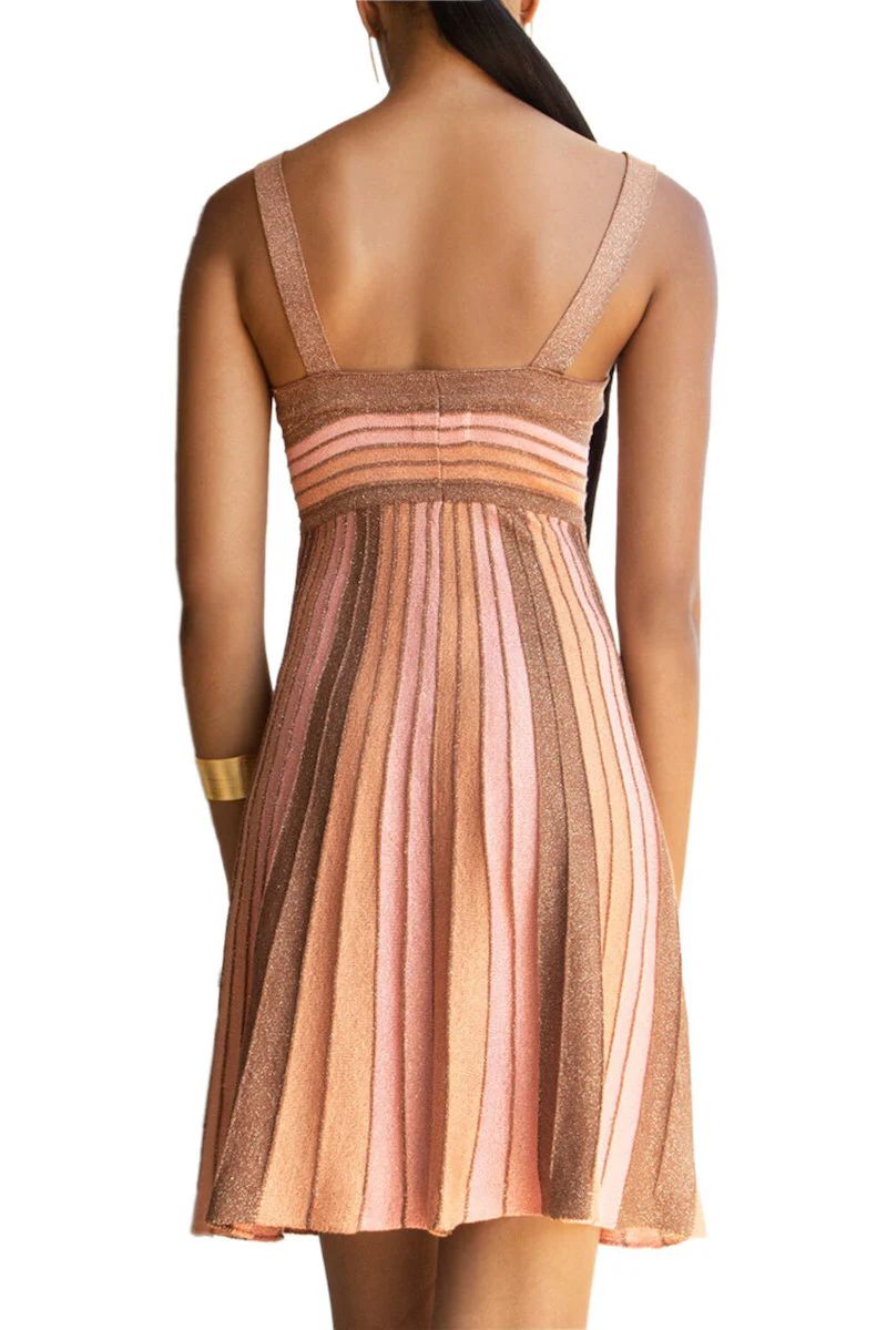 Lurex Multicolored Sleeveless Mini Dress | Aggel Knitwear - PapillonStyles Lurex Multicolored Sleeveless Mini Dress | Aggel Knitwear - PapillonStyles