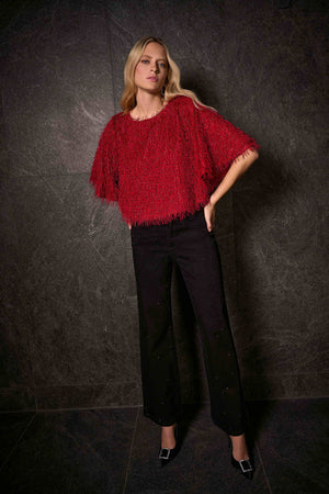 Joseph Ribkoff Classic Wide Leg Jeans With Rhinestones