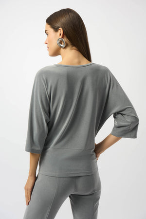 Joseph Ribkoff Melange Silky Knit Boxy Top With Knot Detail