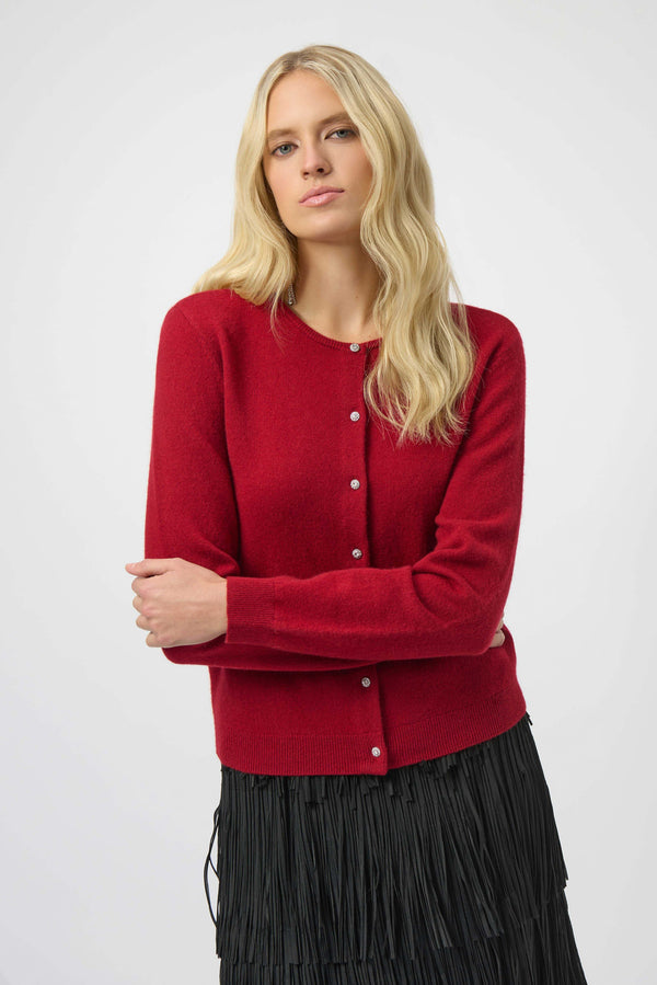 Joseph Ribkoff Cashmere Button-Front Crew Neck Cardigan