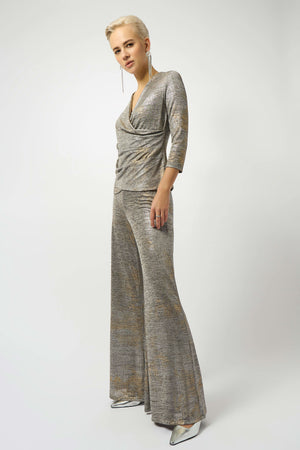 Joseph Ribkoff Foiled Melange Knit Wrap Top