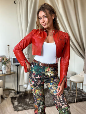 Jakett NYC Cropped Vespa Patina Leather Jacket