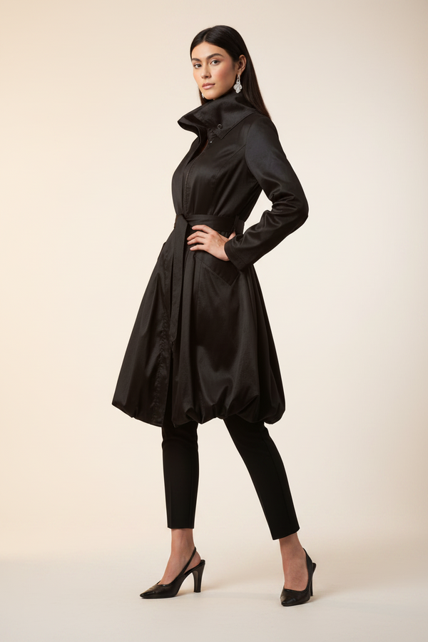 Joseph Ribkoff Stretch Taffeta Belted Fit & Flare Ballon Coat
