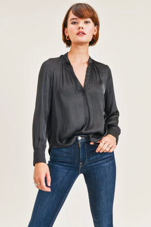 Reset By Jane Silky Fabric Long Sleeve "Lindsey" Blouse