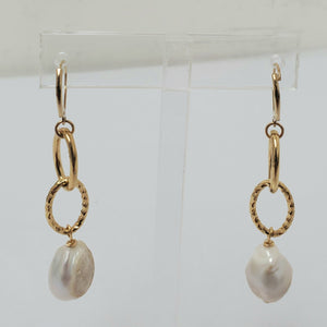 Ramina Pearls Long Paper Clip Earrings With White Baroque Pearls