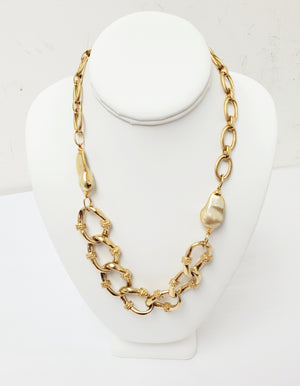 Rumina Pearls Gold Filled Cartier Style Chain With Two Gold Pearls With 25K Overlay Edges