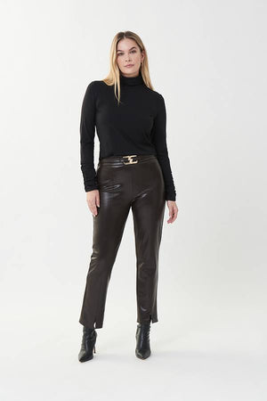 Joseph Ribkoff Faux Leather Pants with Buckle