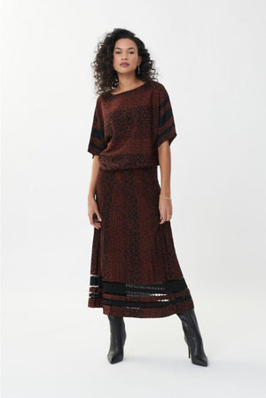 Joseph Ribkoff Black/Brown Jacquard Skirt