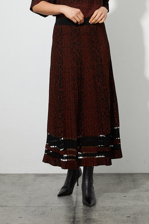 Joseph Ribkoff Black/Brown Jacquard Skirt