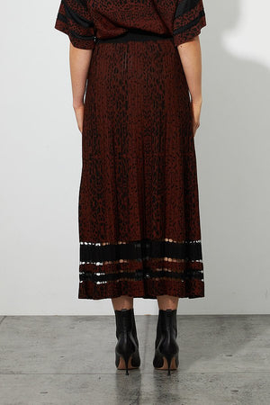 Joseph Ribkoff Black/Brown Jacquard Skirt