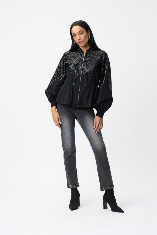 Joseph Ribkoff Sequin Zipper Jacket
