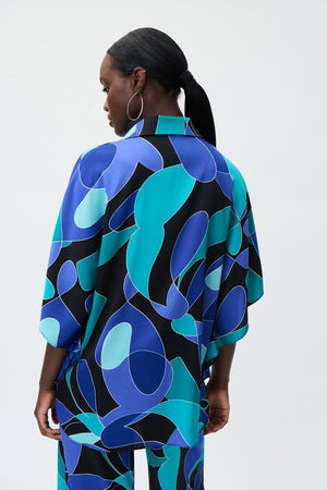 Joseph Ribkoff Satin Abstract Print Boxy Top
