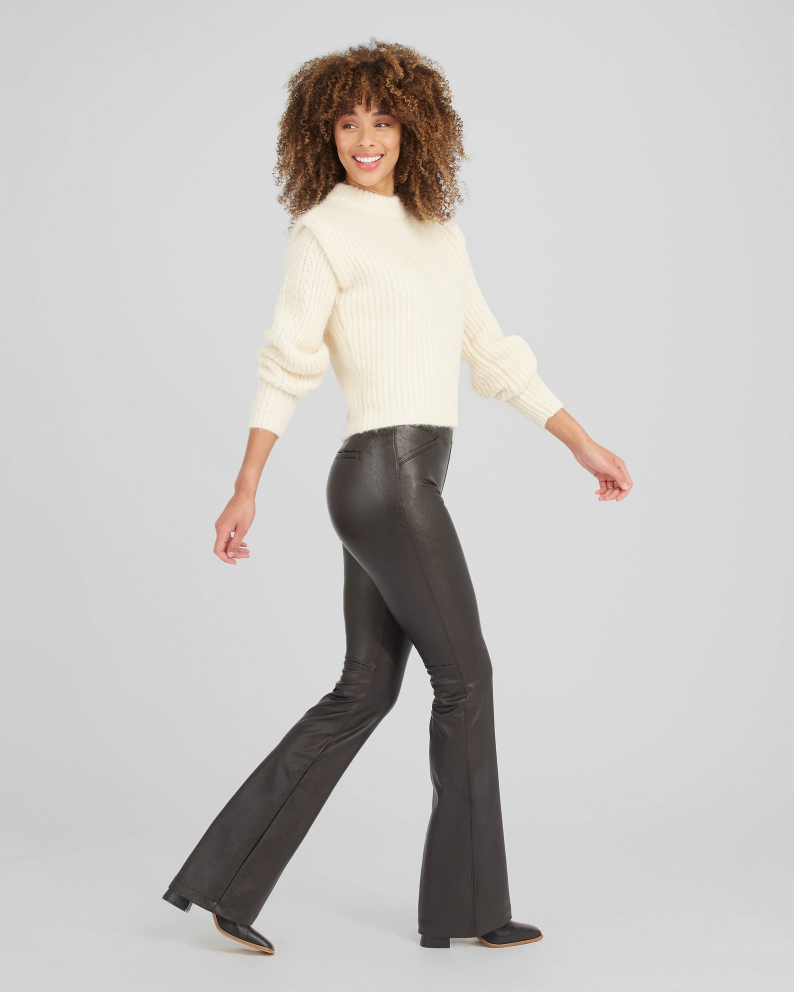 Spanx Leather-Like Flare Pant | Luxe Black | Regular & Petite Spanx Leather-Like Flare Pant | Luxe Black | Regular & Petite