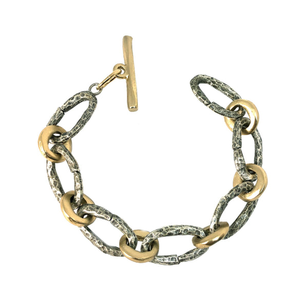 Tat2 Designs Vintage Silver Hammered Link Bracelet