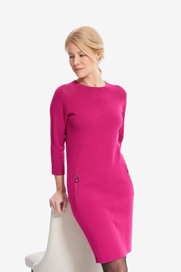 Joseph Ribkoff Long Sleeve Short Dress Zipper Pocket Detail Zipper Back