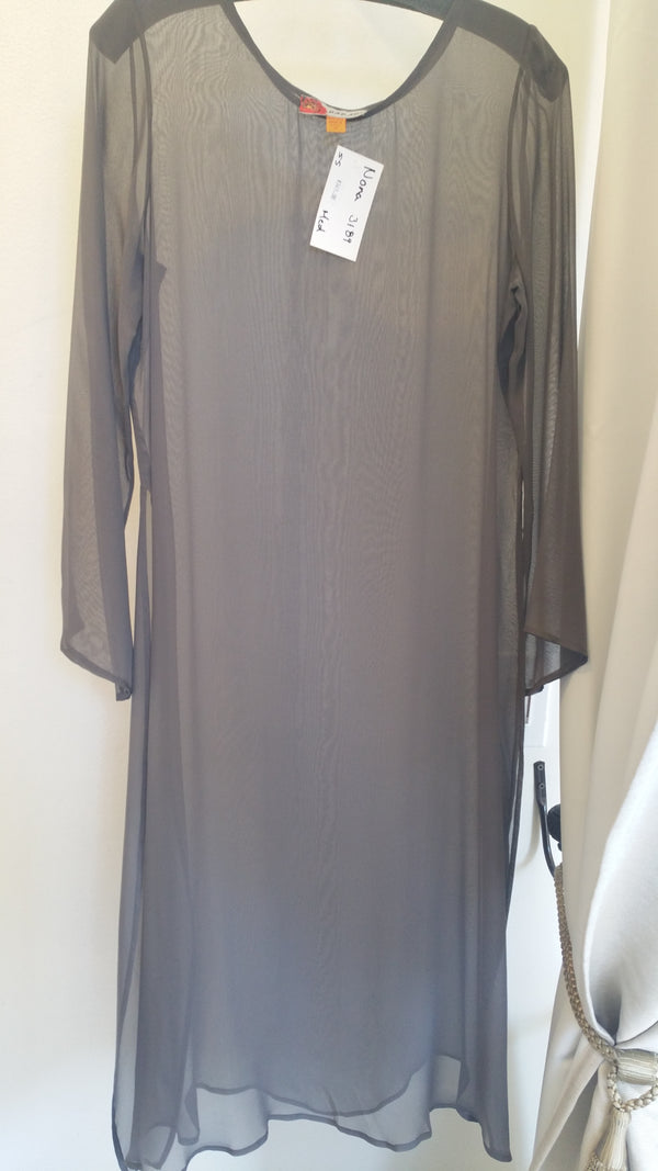 Harari Solid Sheer Long Sleeves Dress 3189 Nona