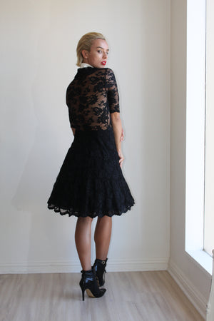 Olvis Lace "Chanel" Short Sleeves Dress With White Collar