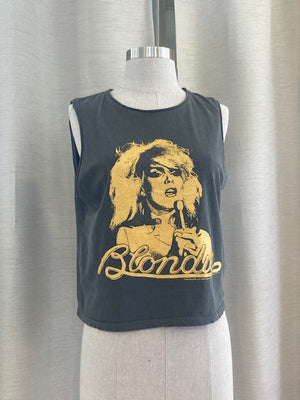 Junk Food Clothing Blondie Gold Cropped Muscle Tank