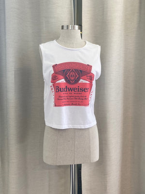 Junk Food Clothing Budweiser Label Cropped Muscle Tank