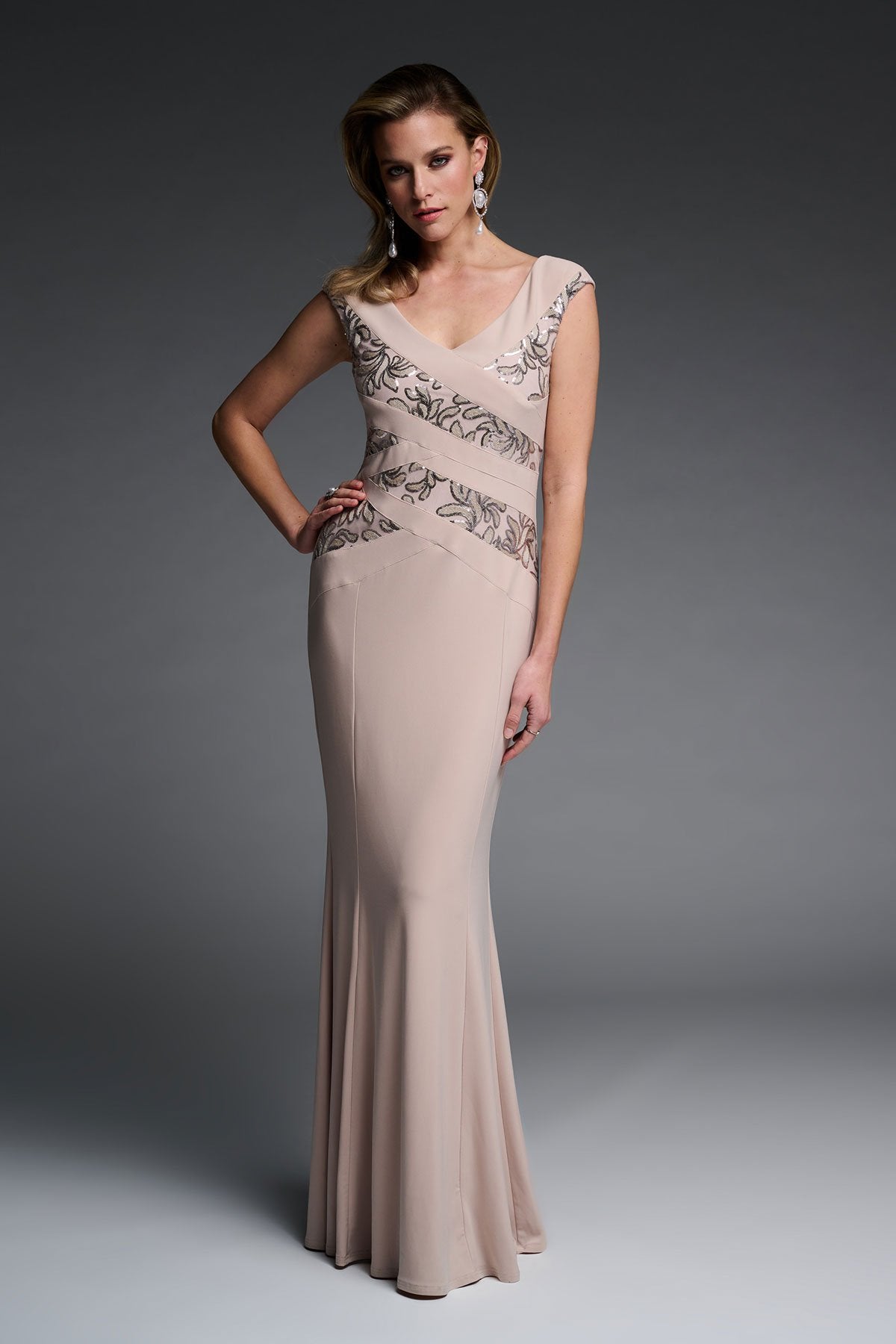 Joseph Ribkoff Signature Sequin Ribbon Gown - Main Image