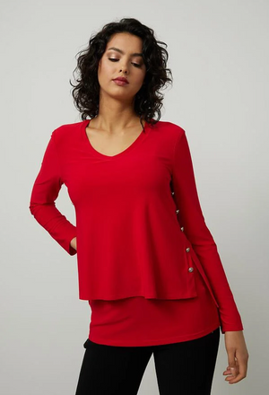 Joseph Ribkoff Long Sleeve Top with Side Buttons