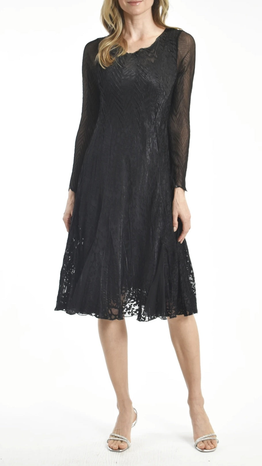 Komarov Chiffon Burnout Sleeved Dress Komarov Chiffon Burnout Sleeved Dress