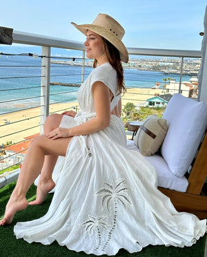 Mes Demoiselle Feminine Dress Cut-Out Panels In Linen Doperni