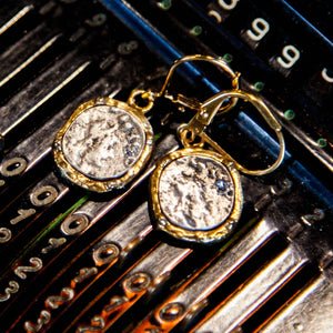 Tat2 Designs Gold Pavia Coin & Frame Dangle Earrings