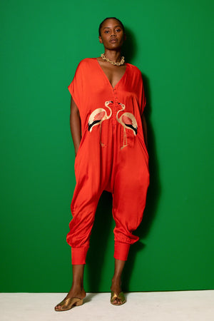 Carolina K Garden Grenadine Flamingo Sera Jumpsuit