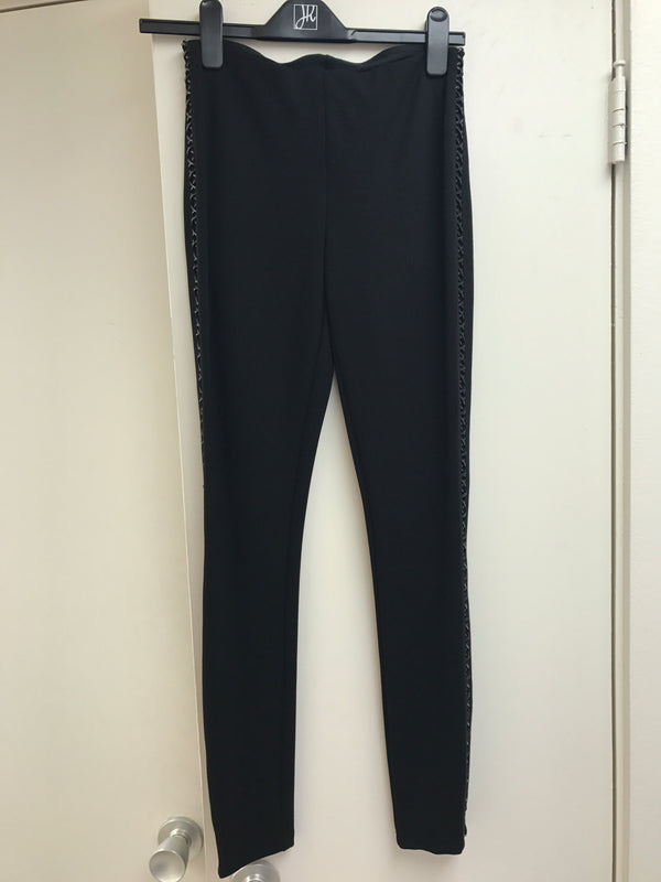 Joseph Ribkoff Black Pants With Leather On Side