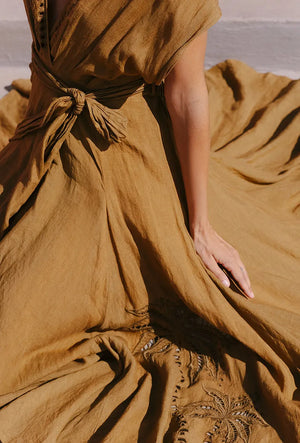 Mes Demoiselle Feminine Dress Cut-Out Panels In Linen Doperni